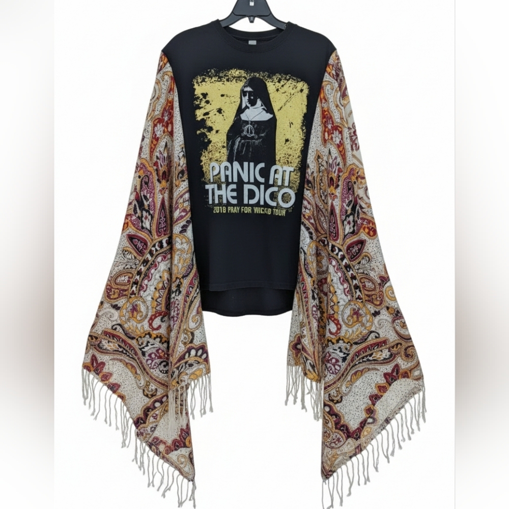 PANIC AT THE DISCO CONCERT Poncho Scarf T-shirt Hand Crafted Upcycled